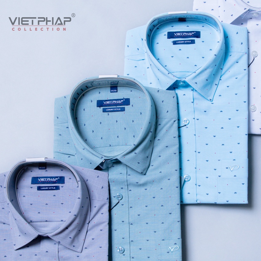 [1 tặng 1] Việt Pháp Áo Sơ Mi Nam Tay Ngắn Cao Cấp 2114
