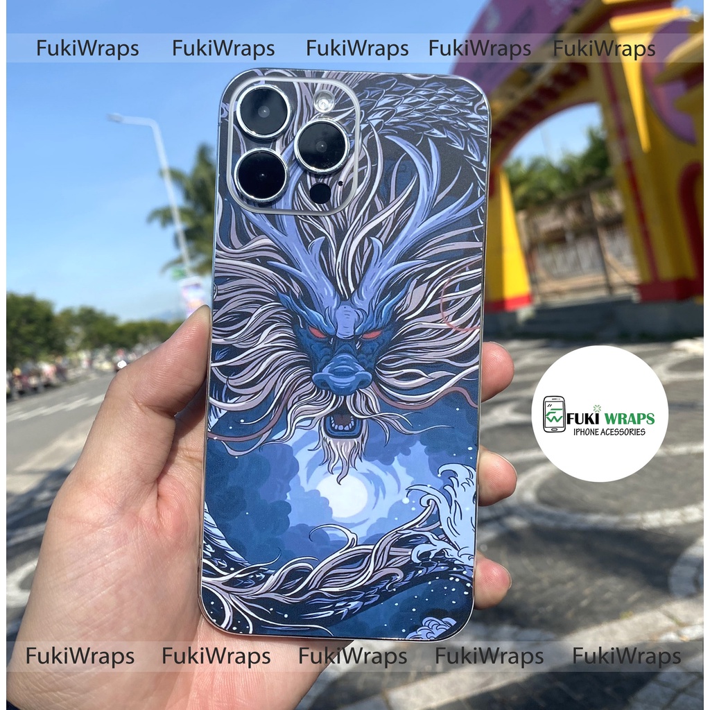 Tấm dán Skin Mặt Sau Rồng Xanh FULL VIỀN Dành Cho 13prm , 12prm , 11prm , x , xsm , ip11 , ip12 , ip13 - FukiShop