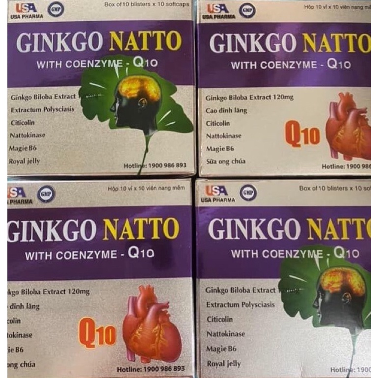 BỔ NÃO GINKGO NATTO WITH COENZYM Q10 HỘP 100 VIÊN