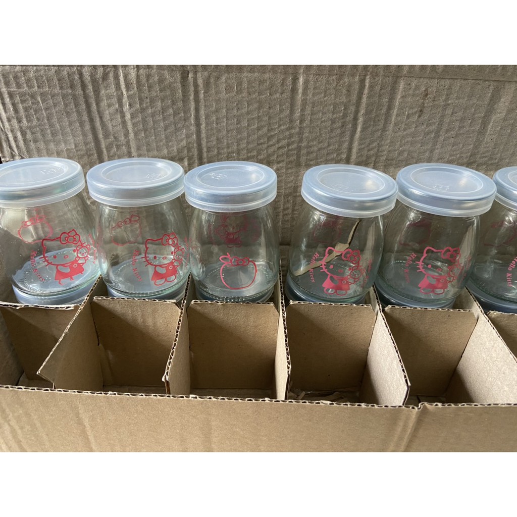 Combo 12 Hũ Thủy Tinh yaourt 100ml in hình thú nắp nhựa | BigBuy360 - bigbuy360.vn