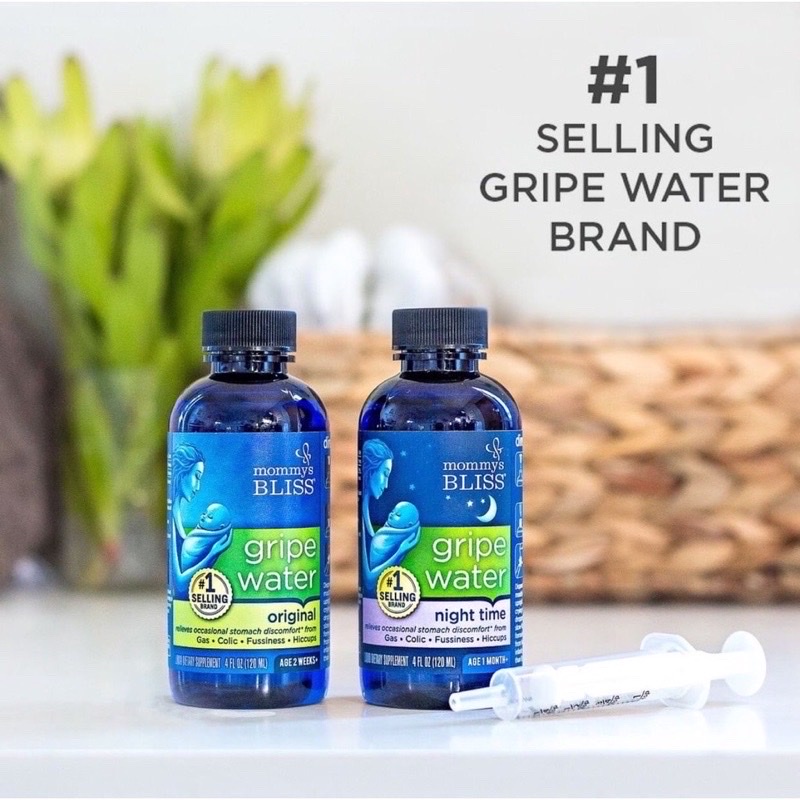 Siro Gripe Water Mommy's Bliss hỗ trợ tiêu ga, giảm đầy hơi, giảm đau bụng ở trẻ sơ sinh.