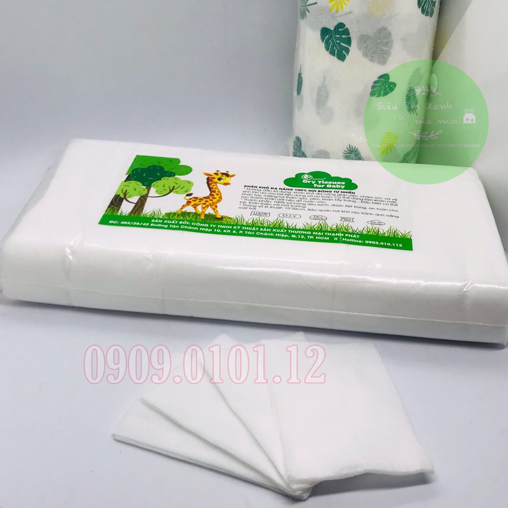 Khăn khô đa năng Oganic+, khăn lau khô hàng xuất nhật bịch 300gr