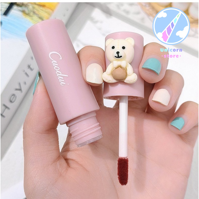 Son Nhung Mịn Lì Hình Gấu Dễ Thương Cuodui Moe Bear Velvet Matte Lip Mud S09
