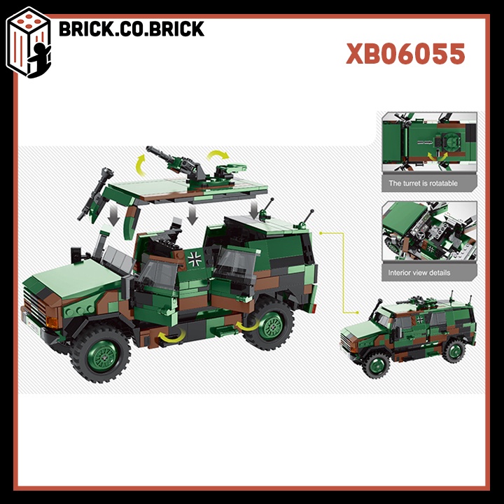 Lắp ráp Mô hình Xe Thiết Giáp Quân Sự Đồ Chơi ATF Dingo  Army Military Xếp Hình Xe Tank Bộ Binh XB06055