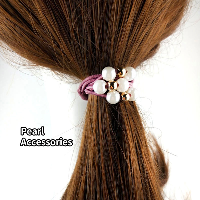 Dây buộc tóc nhiều sợi co giãn đính ngọc trai thời trang Hàn Quốc