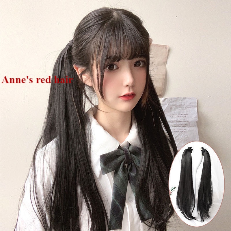 Bộ tóc giả dài xoăn đuôi ngựa phong cách lolita Nhật Bản dễ thương cho nữ