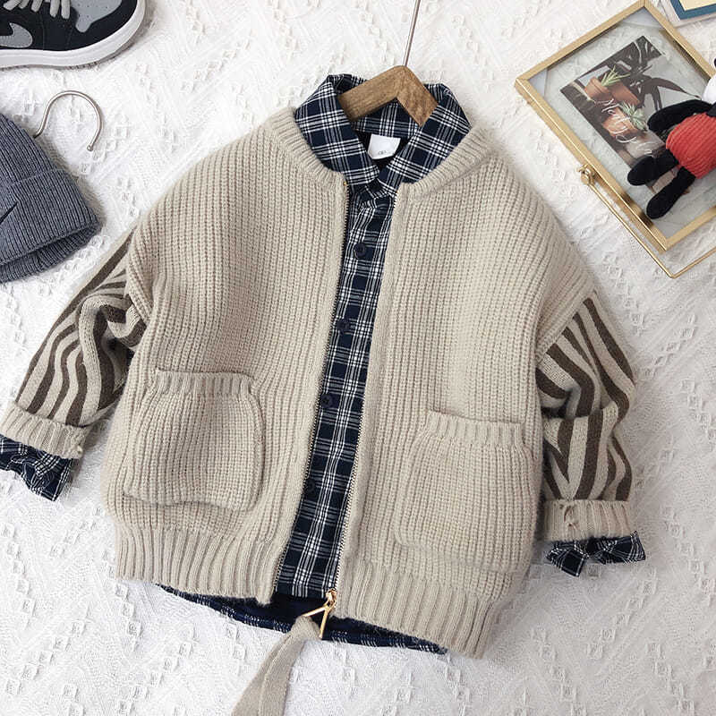 Áo khoác Cardigan họa tiết kẻ sọc thời trang mùa đông cho bé 80-150