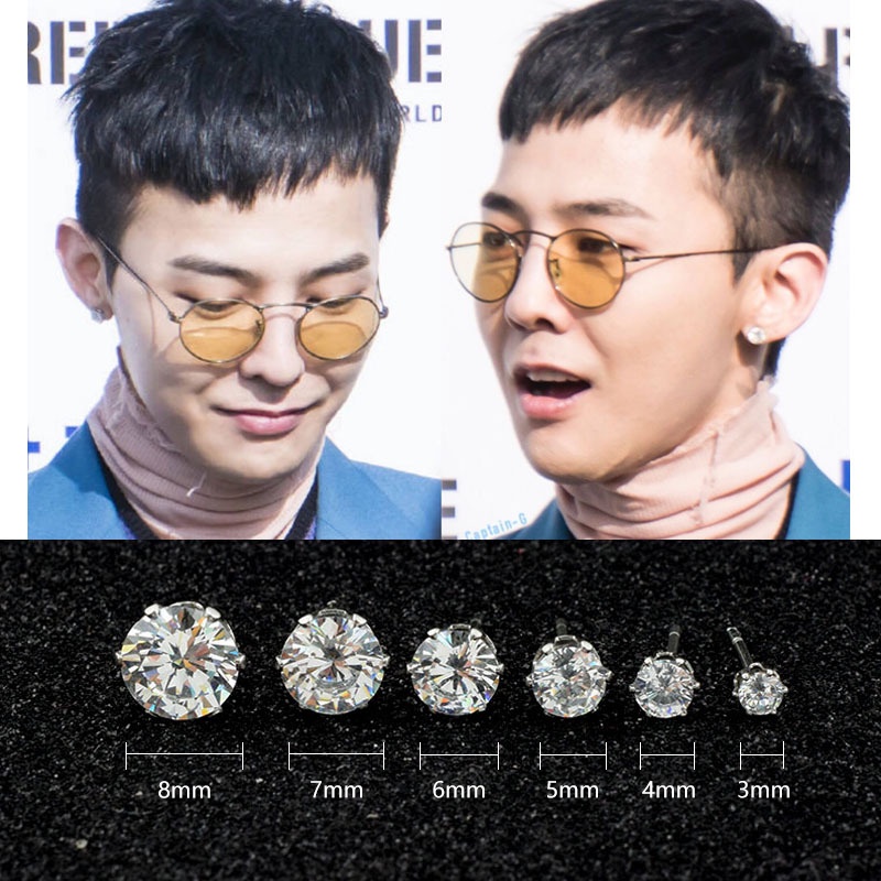 Bông tai đính kim cương zircon thép titan với bông tai xỏ lỗ phụ kiện thời trang cho nam và nữ