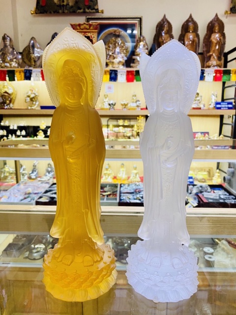 [PHÁP BẢO MINH CHÂU] Tượng Quan Âm Tam Diện - Lưu Ly 30cm - NHẬP KHẨU - ĐẸP TINH XẢO