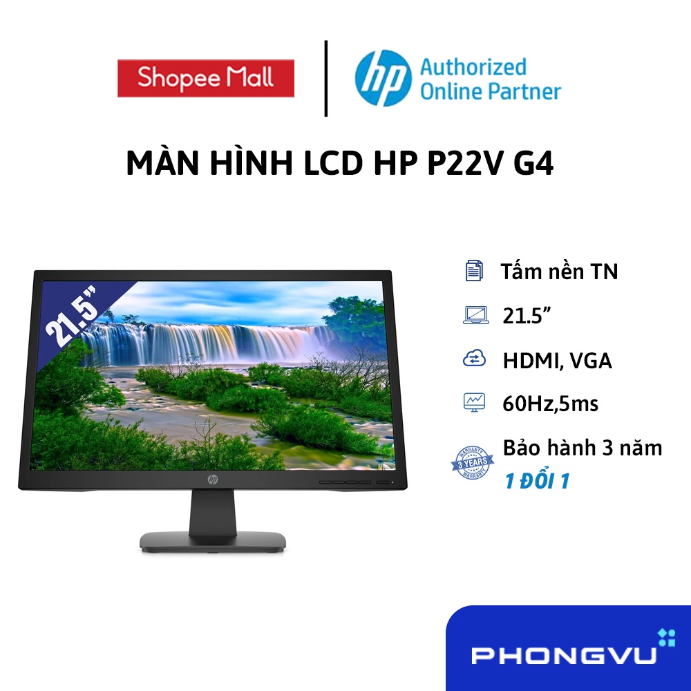 Màn hình LCD HP P22v G4 (1920 x 1080/TN/60Hz/5 ms) - Bảo hành 36 tháng