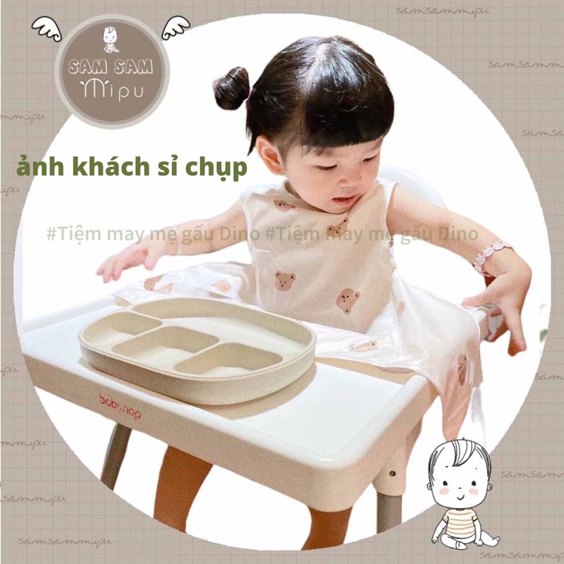 Yếm ăn dặm tiểu quý tộc chống thấm cotton thoáng khí có giác hút chân không cho bé trai bé gái