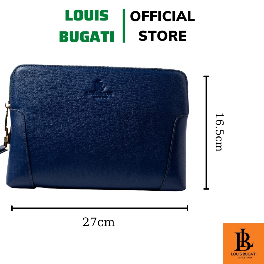 Ví Clutch nam cầm tay hàng hiệu LOUIS BUGATI mẫu ví dài da bò cao cấp LBCM01 xanh