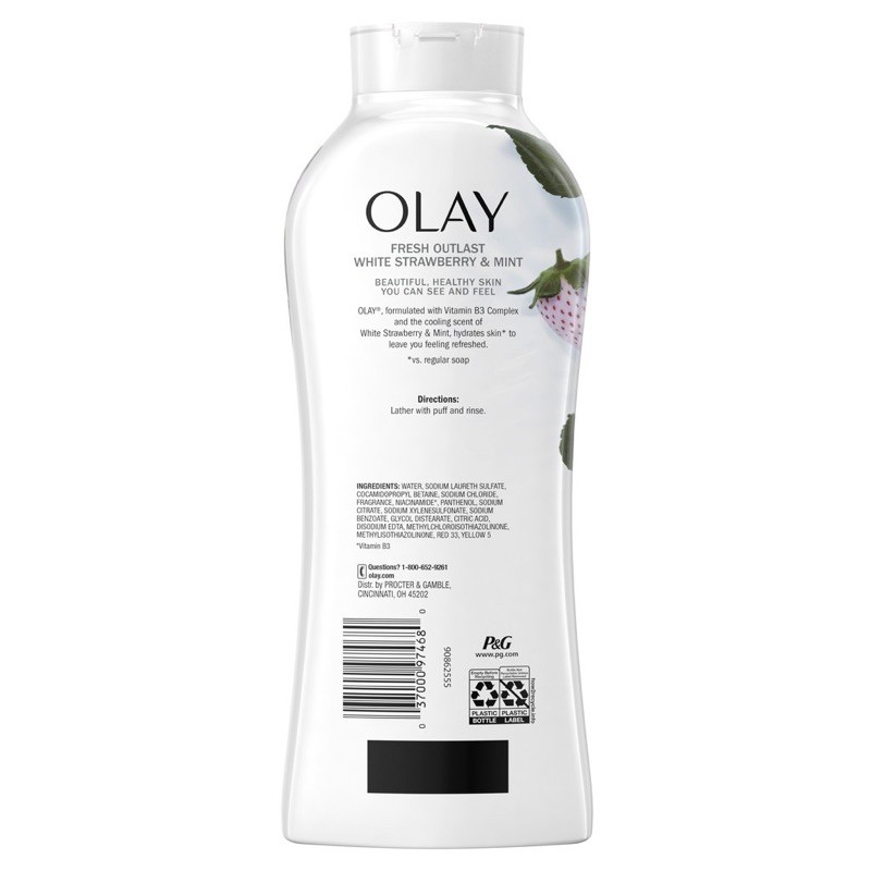 [USA] Sữa tắm Dưỡng ẩm Olay Cooling White hương dâu và bạc hà 650ml - Mỹ