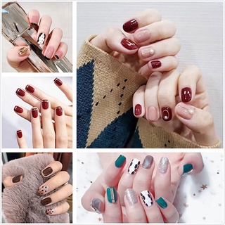 Burgundy Mạ Vàng Miếng Dán Móng Tay Smudge Foil Vàng Dán Móng Tay Lấp Lánh Gradient Dán Móng Tay 14 Miếng Dán Dán Dán Đầy Đủ Hoạt Hình Màu Sắc Phù Hợp Với Miếng Dán Móng Tay Sinh Viên Cô Dâu Lười Miếng Dán Móng Tay Chống Thấm Nước DA