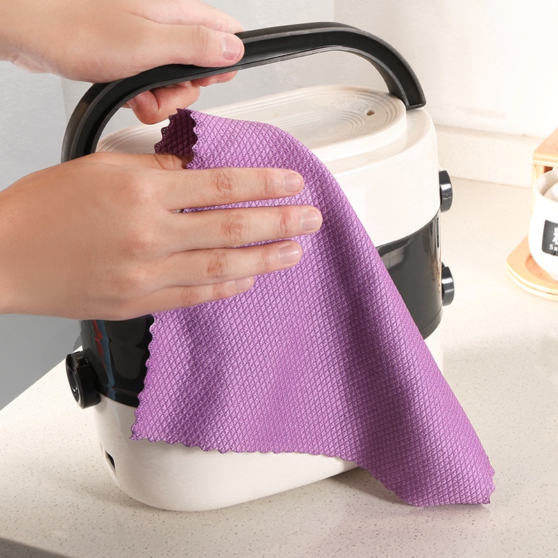 Bộ 5 Khăn Lau Kính Bằng Sợi Micro Thấm Hút Tiện Dụng Cho Nhà Bếp/ Cửa Sổ/ Gương Chiếu Hậu