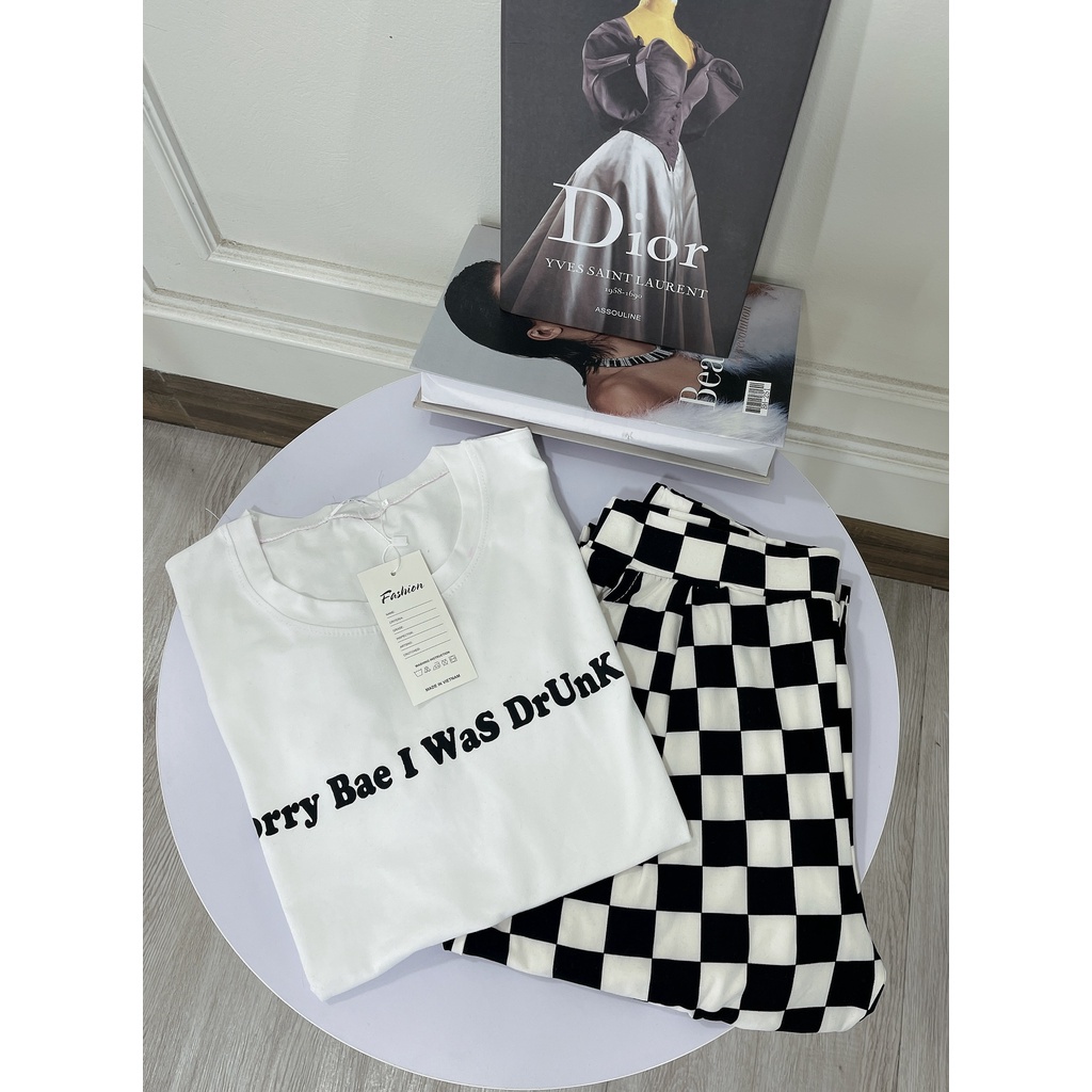 [ 𝐅𝐑𝐄𝐄 𝐒𝐇𝐈𝐏 ] SÉT BỘ ÁO THUN MIX QUẦN KẺ Ô ĐỒ BỘ NỮ ĐI CHƠI XUÂN HÈ