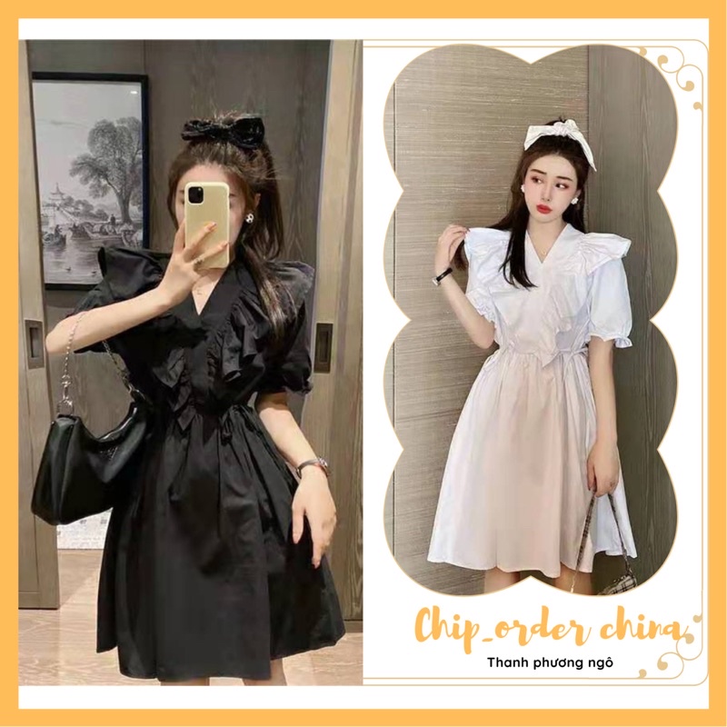 (XẢ HÀNG) Váy tiểu thư dây thắt eo điệu đà chất liệu thô