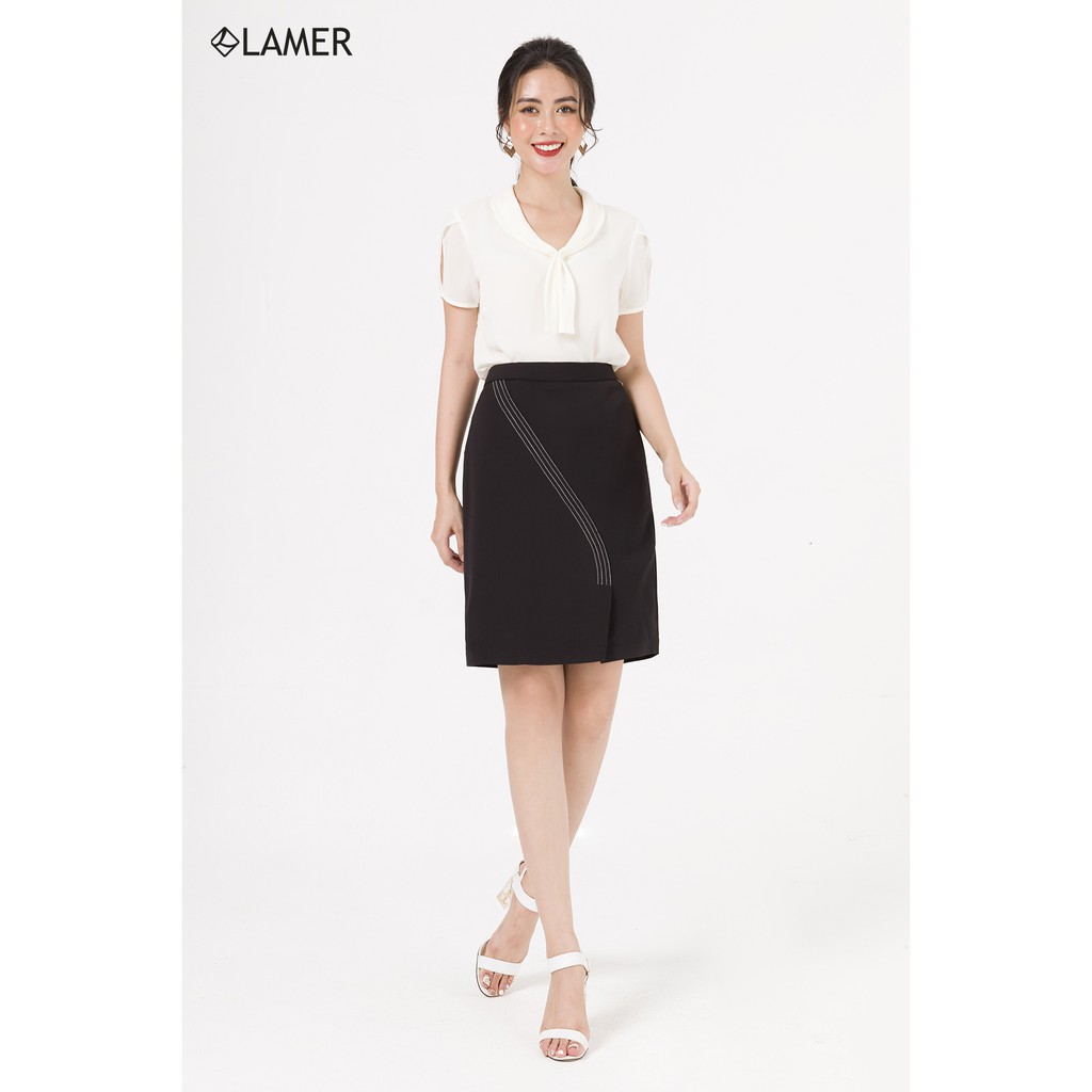 Chân váy ôm diễu chỉ VIEN TRAN O62F20Q001 (Xanh than/Đen) | BigBuy360 - bigbuy360.vn