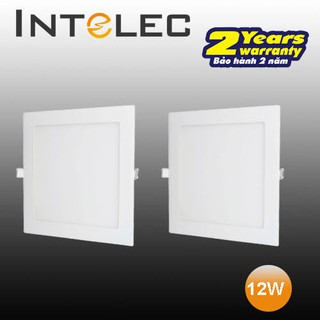 Bộ 2 đèn led âm trần (downlight) vuông INTELEC 12w, Trung Tính (Vàng - 4000K)