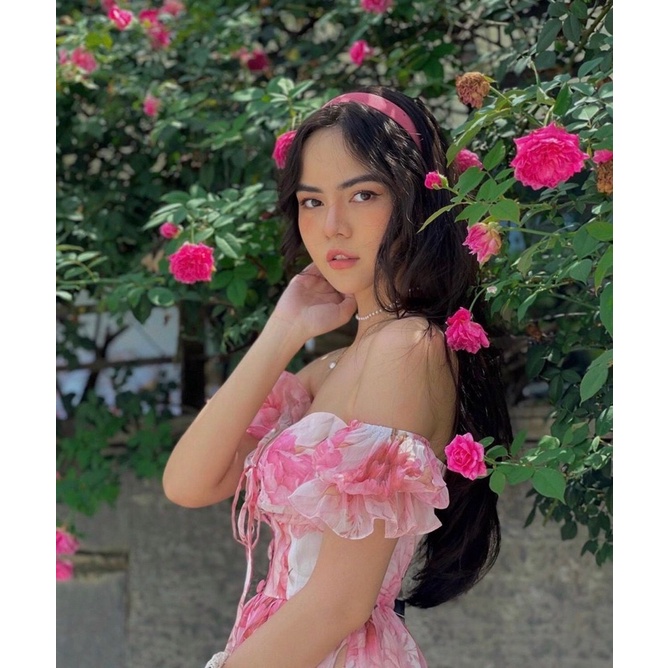 Đầm maxi hoa trễ vai rút dây ngực | BigBuy360 - bigbuy360.vn