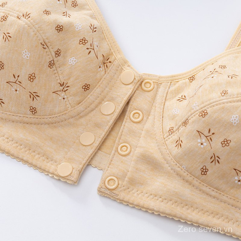 Áo ngực nữ cotton mềm cup lớn cài nút trước ngực không có vòng thép