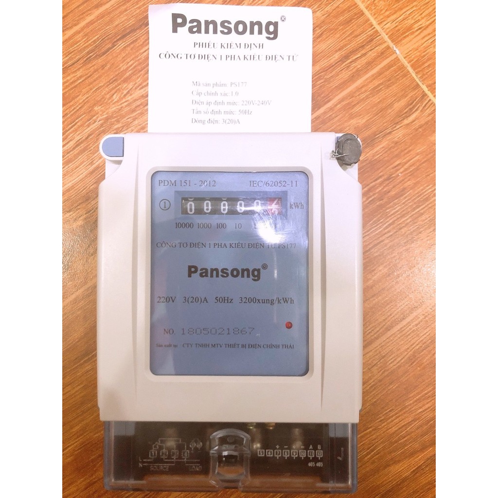 (Pansong) Công tơ điện (Đồng hồ điện) 1 Pha kiểu điện tử PS177 - 3(20)A (LSE)