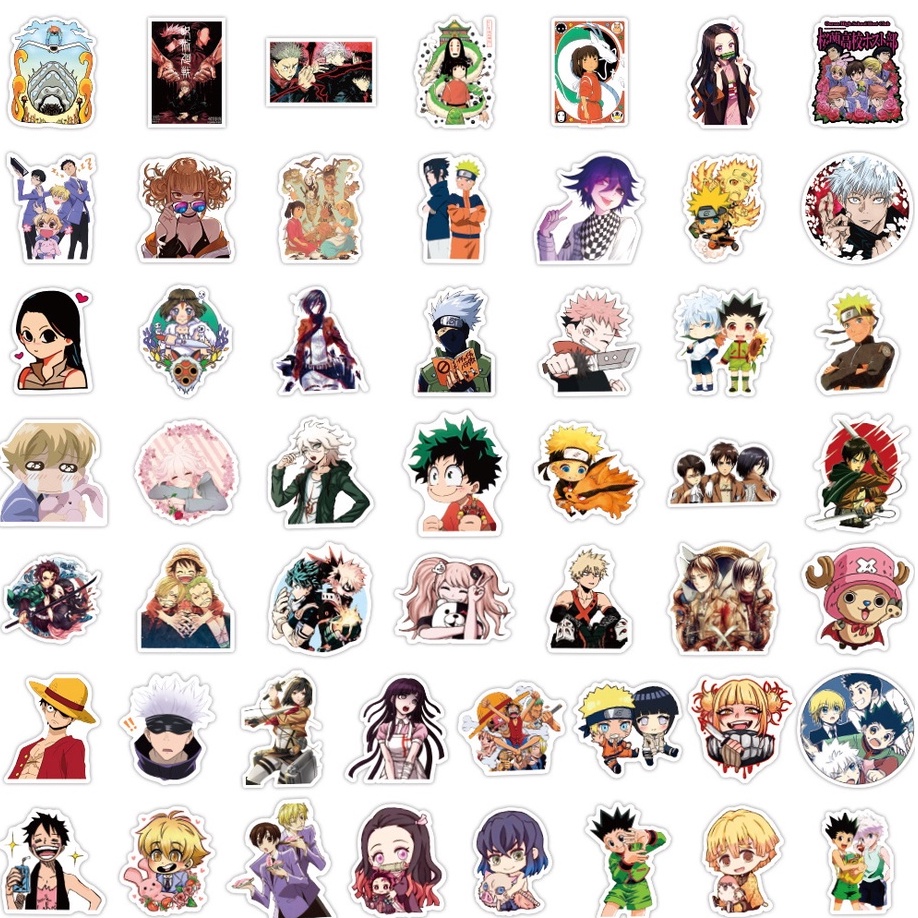 300/200/100 Miếng Dán Hình Anime Demon Slayer Cho Trang Trí Điện Thoại Laptop Nón Bảo Hiểm