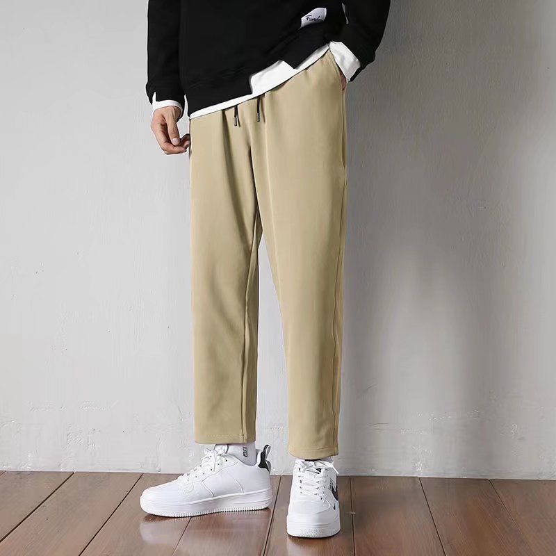 Quần Nam 4 Màu M-4XL Màu Trơn Quần Thẳng Ice Silk Quần Mùa Xuân Nam Quần Dài Phong Cách Hồng Kông Hợp Thời Trang Nam Quần Phù Hợp Với Quần Rời Hợp Thời Trang Quần Thể Thao ins