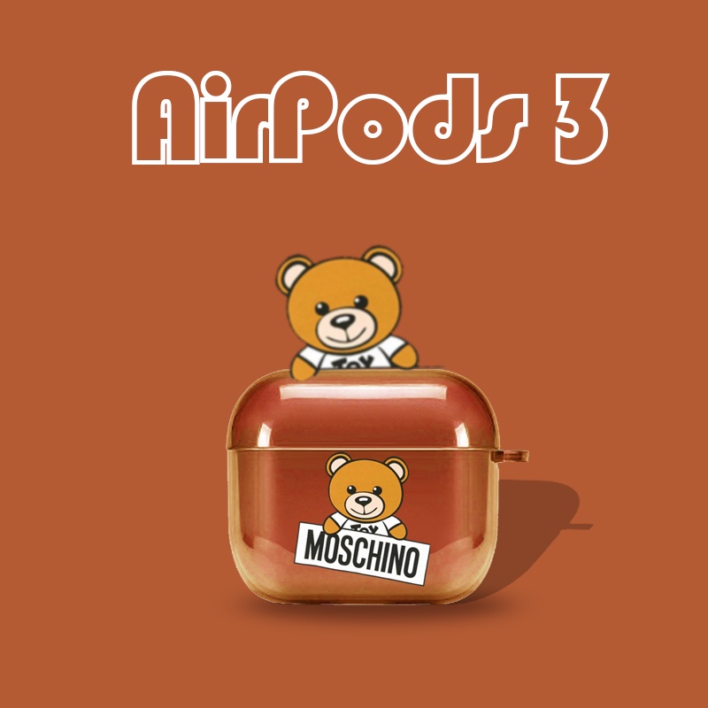 Vỏ Bảo Vệ Hộp Sạc Tai Nghe AirPods3 AirPods3 Màu Trong Suốt Họa Tiết Hoạt Hình Gấu Teddy Dễ Thương 2021 Ốp