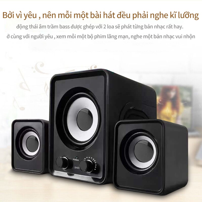 Bộ 3 Loa Vi Tính PC Cao Cấp 2.1 - Loa vi tính Âm Bass Echo Hay - Nhỏ Gọn-Bass Cực Mạnh-Bảo hành-Giao hàng nhanh