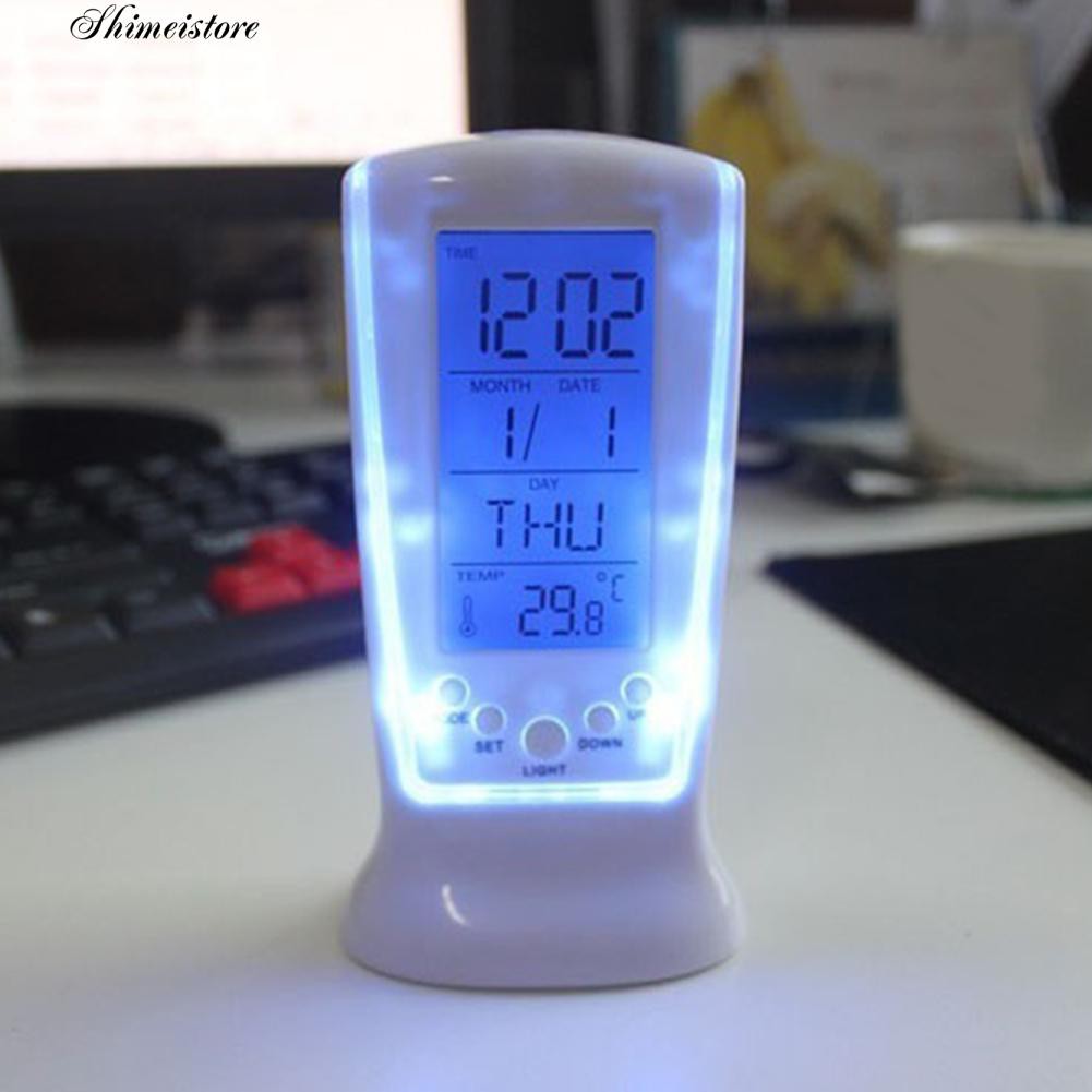 Đồng hồ báo thức điện tử để bàn có đèn LED và màn hình hiển thị ngày