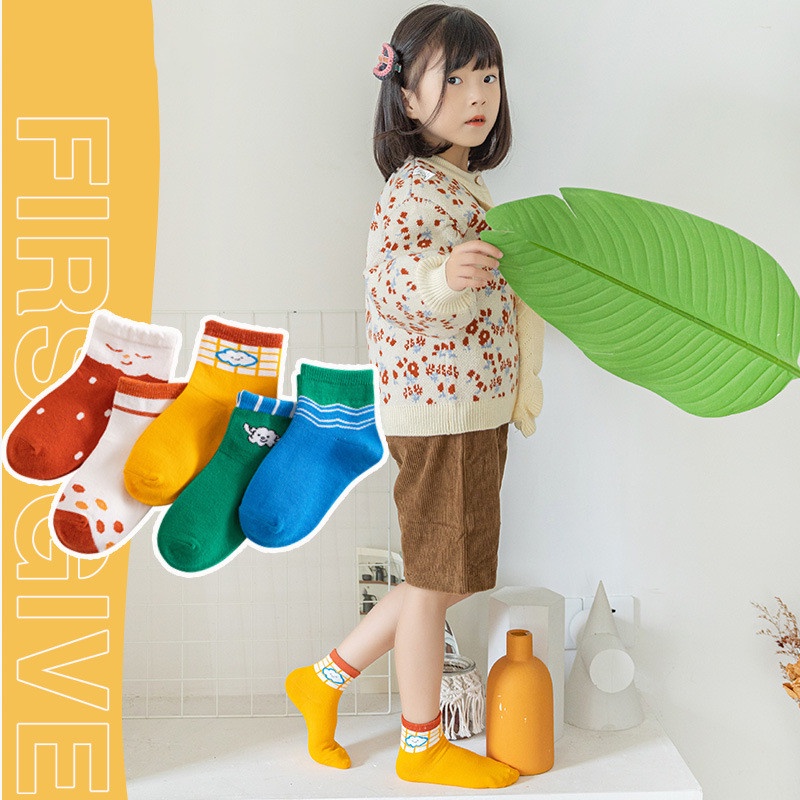 Set 5 Đôi Vớ Cotton Cho Bé Từ 1-12 Tuổi