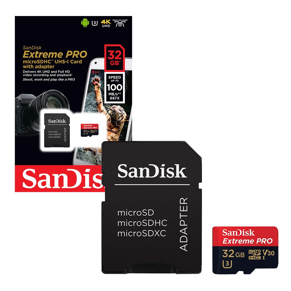 Thẻ nhớ MicroSDXC SanDisk Extreme PRO A1 32G 64GB V30 U3 Class 10 UHS-I 100MB/s Hàng Công Ty