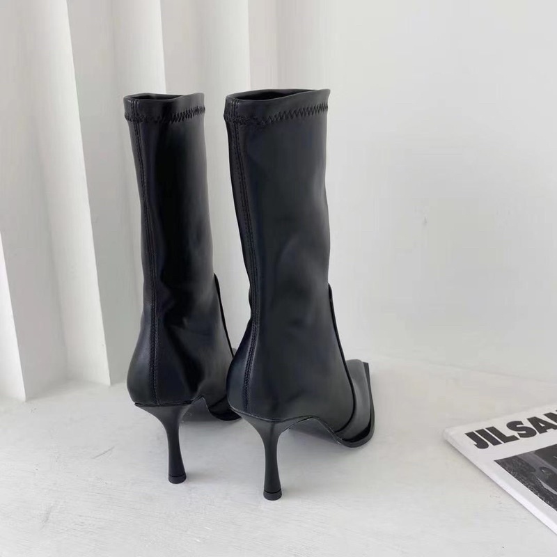 Bốt boot lửng mũi nhọn gót nhọn fullbox hàng quảng châu cao cấp