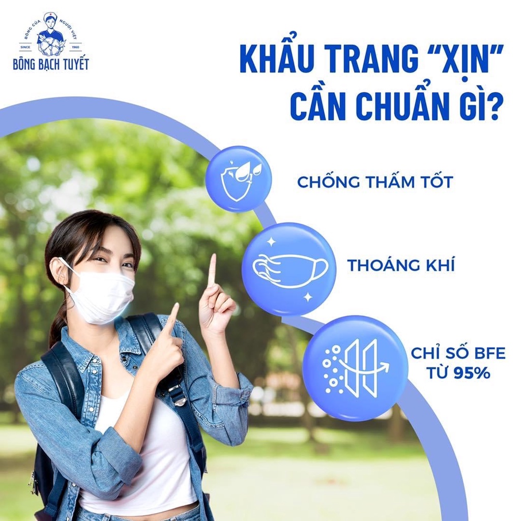 Khẩu trang y tế Meriday Bạch Tuyết gói 10 cái than hoạt tính 4 lớp