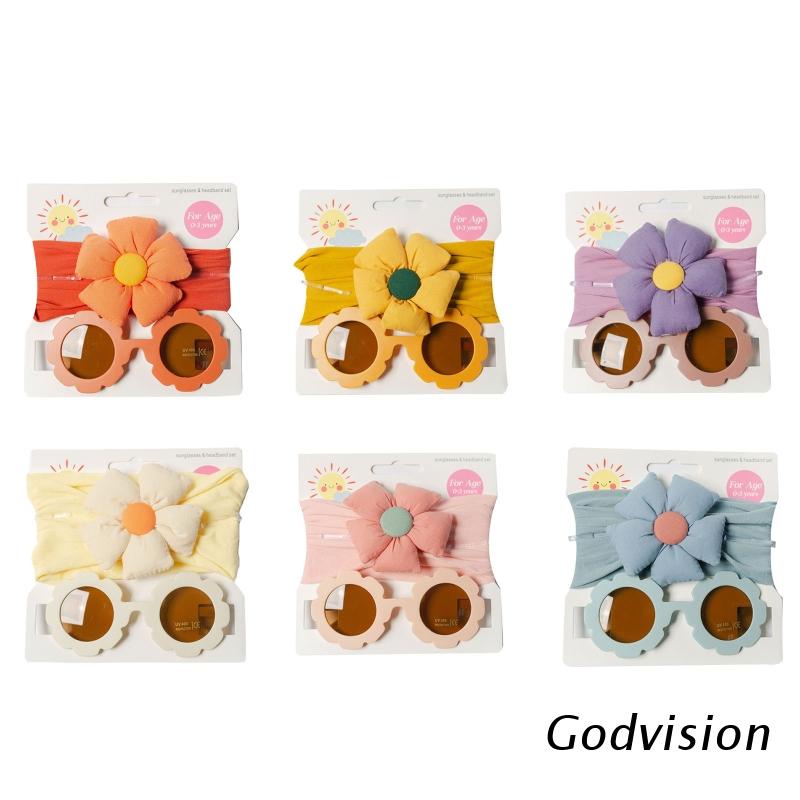 Set 2 Món Kính Mát/Băng Đô Hoa Chống Tia UV Bảo Vệ Cho Bé Sơ Sinh