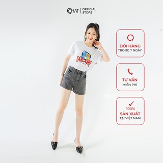 Quần short jean mài ghi CCHAT
