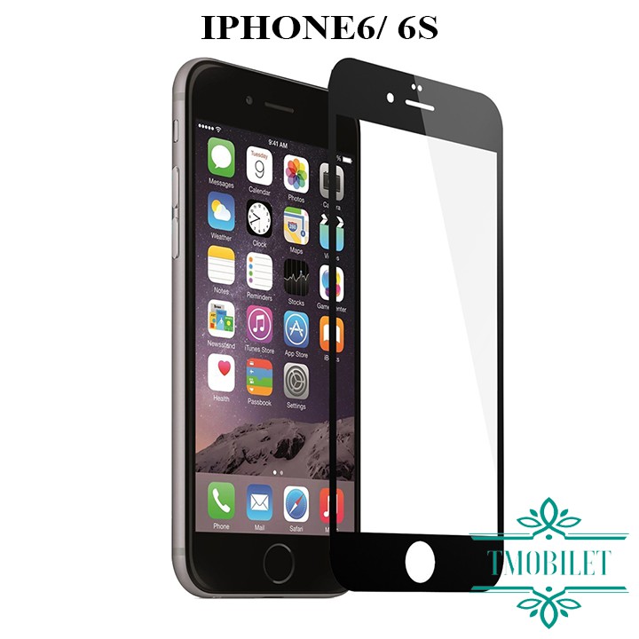 Kính Cường Lực Apple iPhone 6/ 6s 99D Full Màn Full Keo - Miếng Dán Màn HÌnh Cao Cấp - Màu Đen