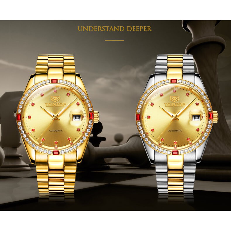 ĐỒNG HỒ NAM CHÍNH HÃNG TEINTOP T7007-1 hàng mới,Kính sapphire ,chống xước,Chống nước,máy cơ(Automatic),Bảo Hành 12 Tháng