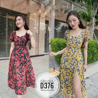 Đầm hoa nhí bigsize xẻ tà