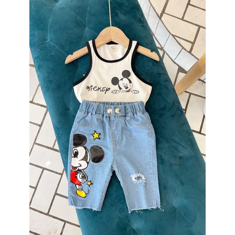 sét bộ micky quần lỡ bé gái (18/28kg)