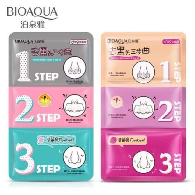 Set lột mụn đầu đen 3 miếng Bioaqua