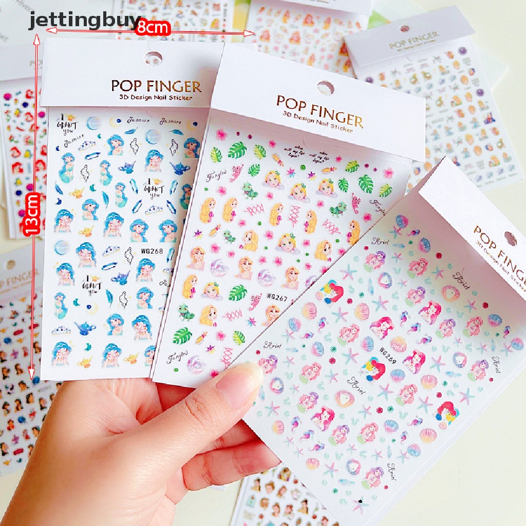 Miếng dán trang trí móng tay JETTING tự dính họa tiết công chúa disney hoạt hình