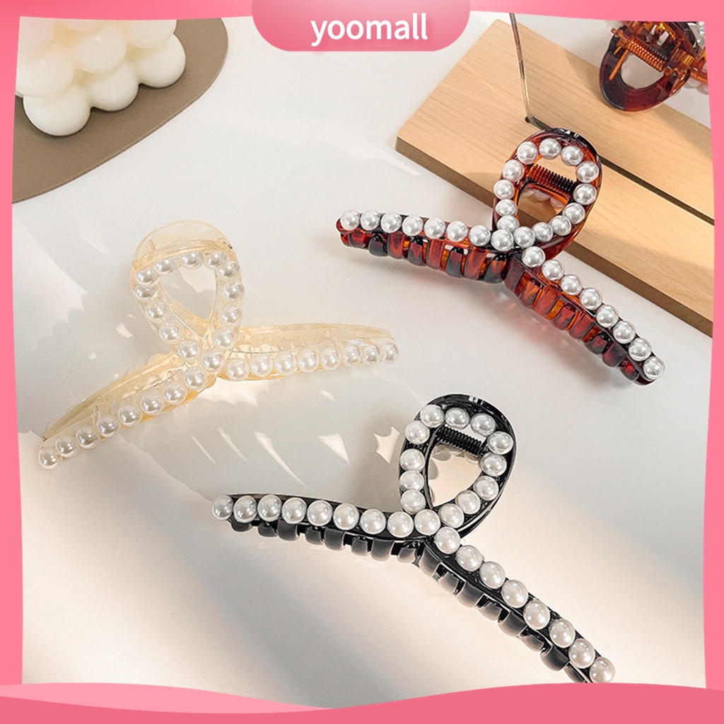Yomall♡ Kẹp Tóc Càng Cua Đính Ngọc Trai Giả Kích Thước Lớn Cho Nữ