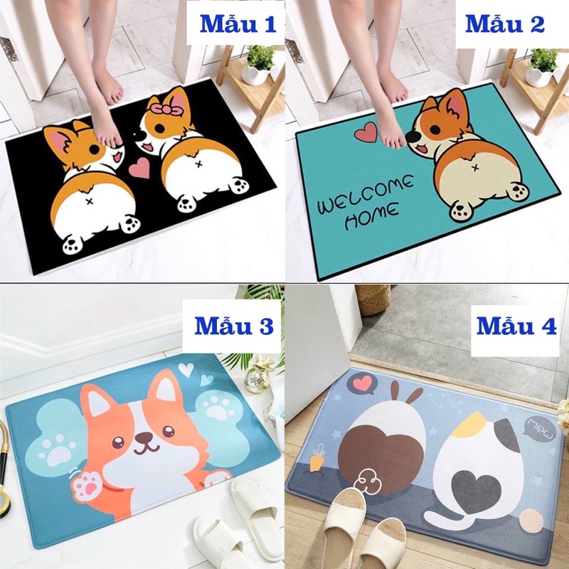 Thảm lau chân, chùi chân 3D siêu thấm chống trơn trượt nhà tắm, giao hình ngẫu nhiên