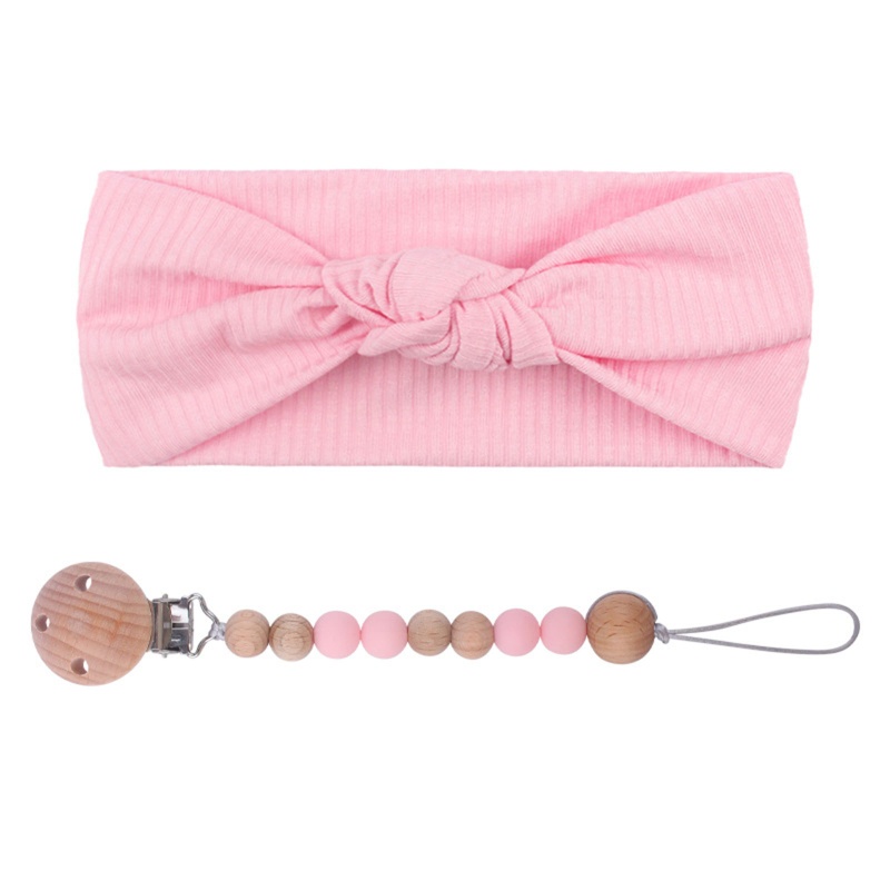 Bộ 2 Món Phụ Kiện Giá Đỡ Núm Vú Giả + Băng Đô Nơ Dễ Thương Cho Bé