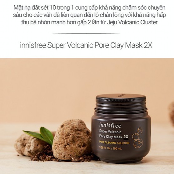 Siêu mặt nạ- chăm sóc lỗ chân lông innisfree Super Volcanic Pore Clay Mask 2X 100ml- HÀNG AUTH