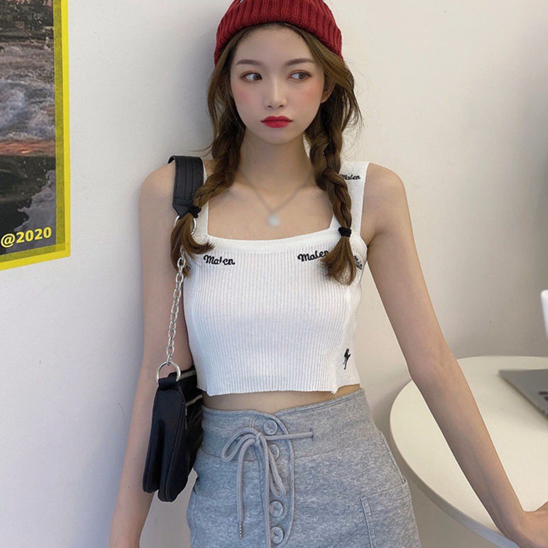 Áo Hai Dây Thêu Chữ Thời Trang Gợi Cảm Cho Nữ