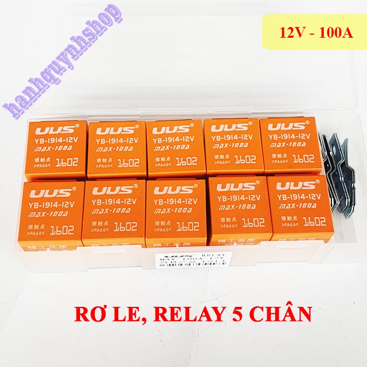 Hộp 10 Rơ le ô tô 5 chân màu cam 12V 100A hoặc 24V 100A loại 1