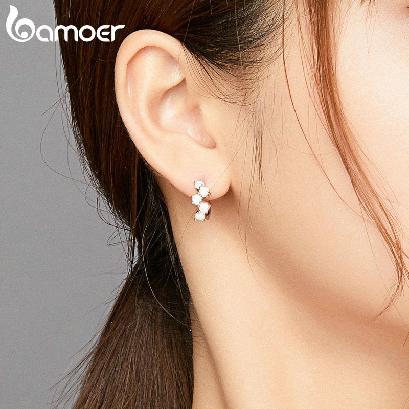 Bông Tai Bamoer SCE941 Bằng Bạc 925 Sterling Bạch Kim Hoạ Tiết Bong Bóng Dễ Thương Cho Nữ